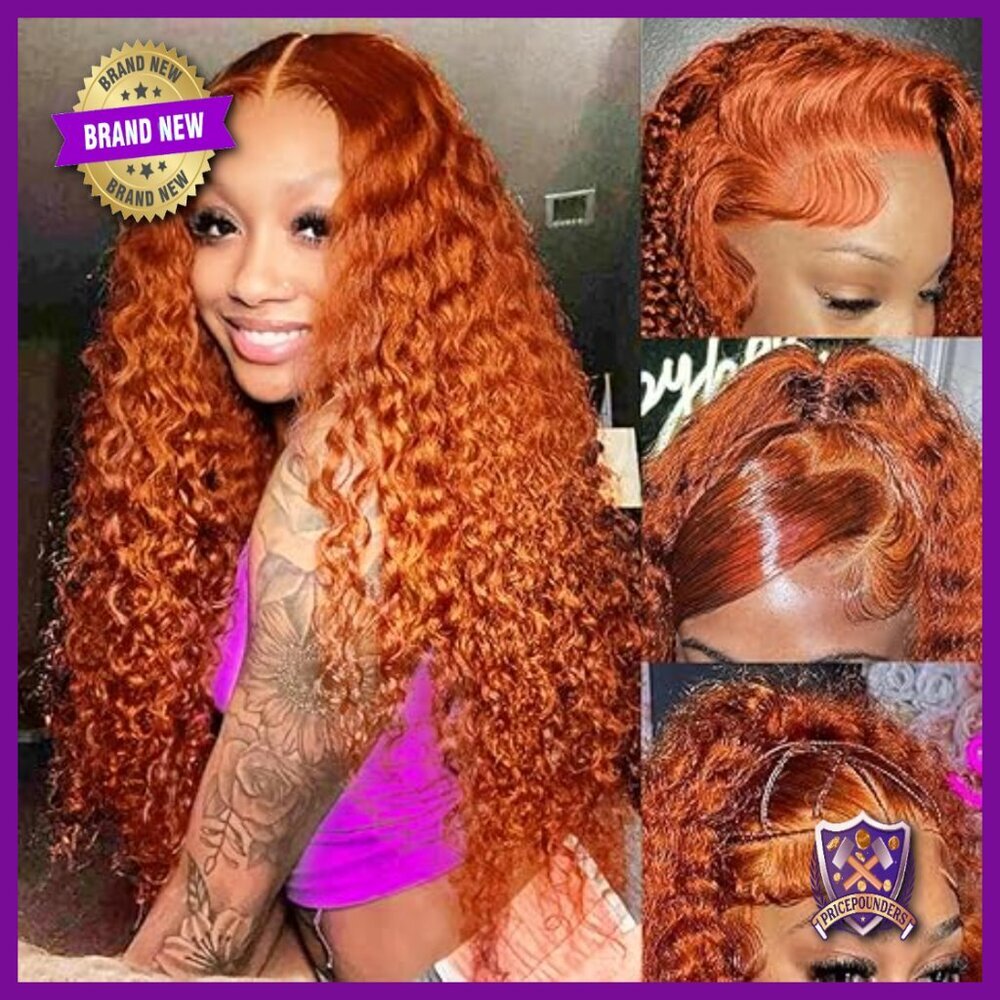 26 Inch Human Hair Lace Front Wig Deep Wave 180 Density Glueless